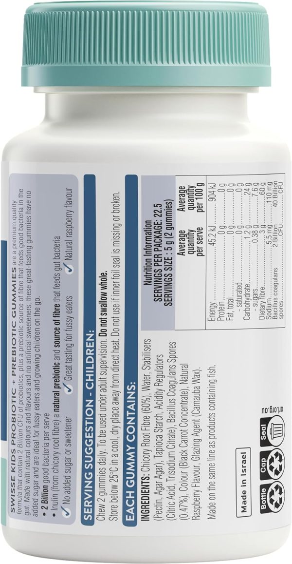 Swisse Kids Probiotic & Prebiotic Gummies - 2 Billion Probiotics Per Serve  - 45 Pack - Image 5