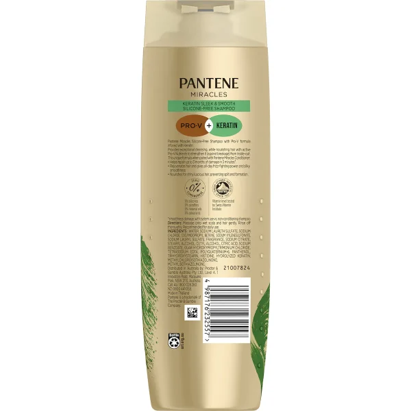 Pantene Miracles Keratin  Moisture Renewal Silicone-Free Shampoo 375 ml - Image 4