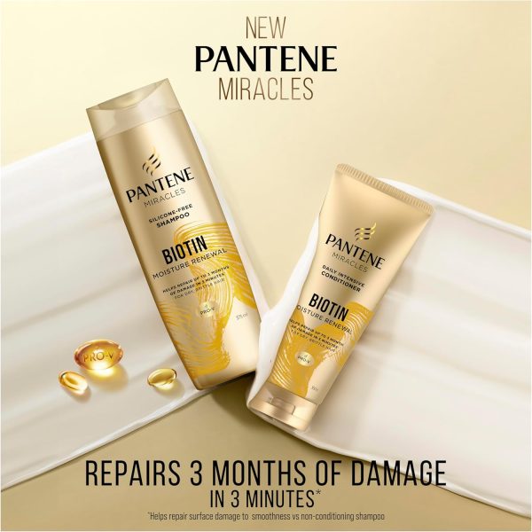 Pantene Miracles Biotin Moisture Renewal Silicone-Free Shampoo 375 ml - Image 2