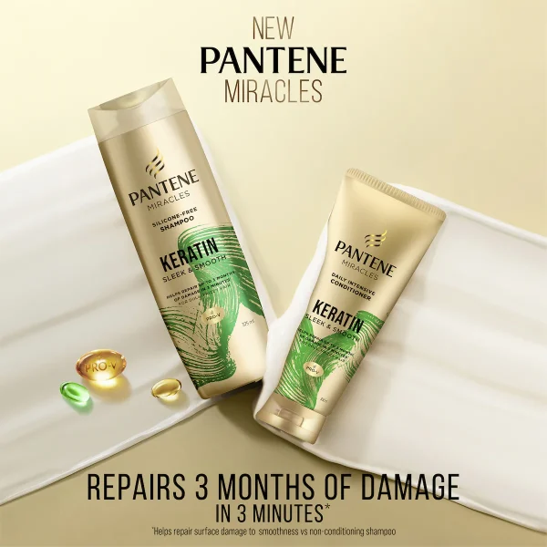 Pantene Miracles Keratin  Moisture Renewal Silicone-Free Shampoo 375 ml - Image 5