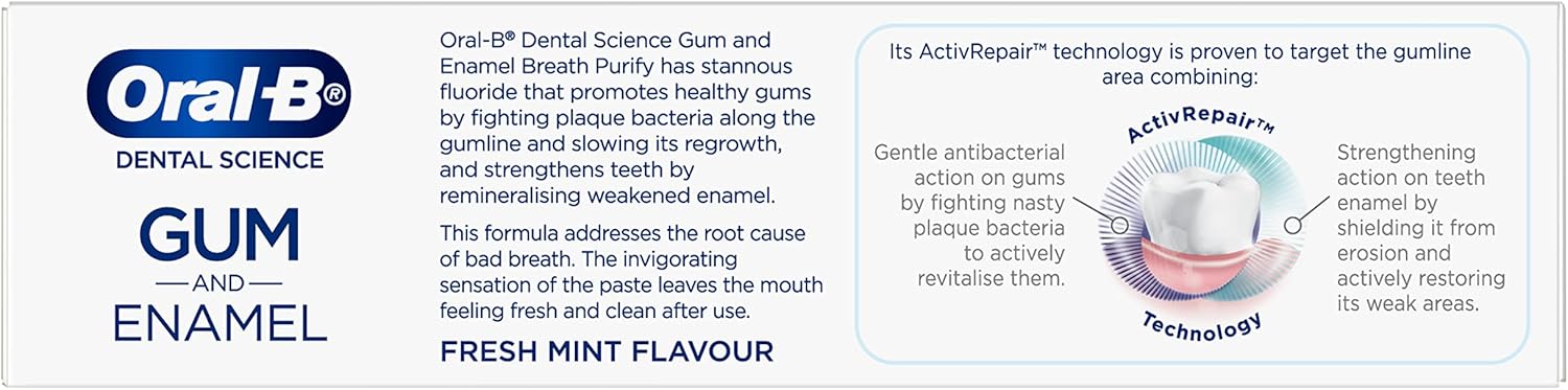 Oral-B Dental Science Gum and Enamel Breath Purify Toothpaste 110g - Image 7