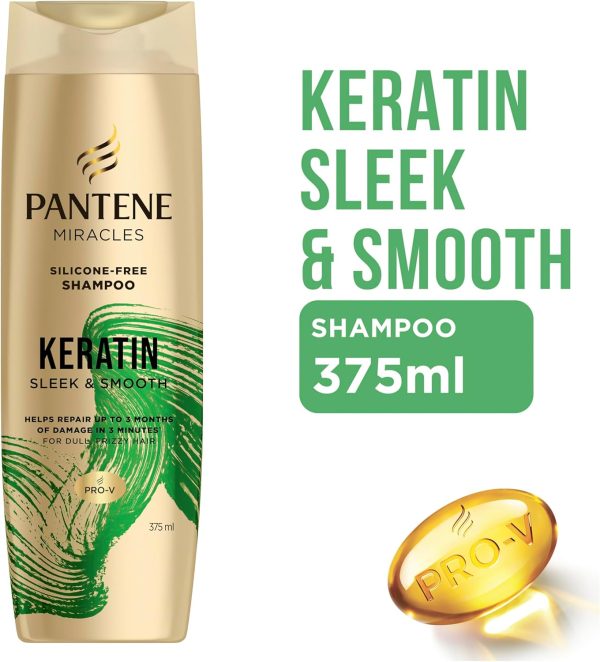 Pantene Miracles Keratin  Moisture Renewal Silicone-Free Shampoo 375 ml - Image 6