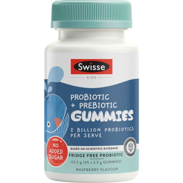 Swisse Kids Probiotic & Prebiotic Gummies - 2 Billion Probiotics Per Serve  - 45 Pack