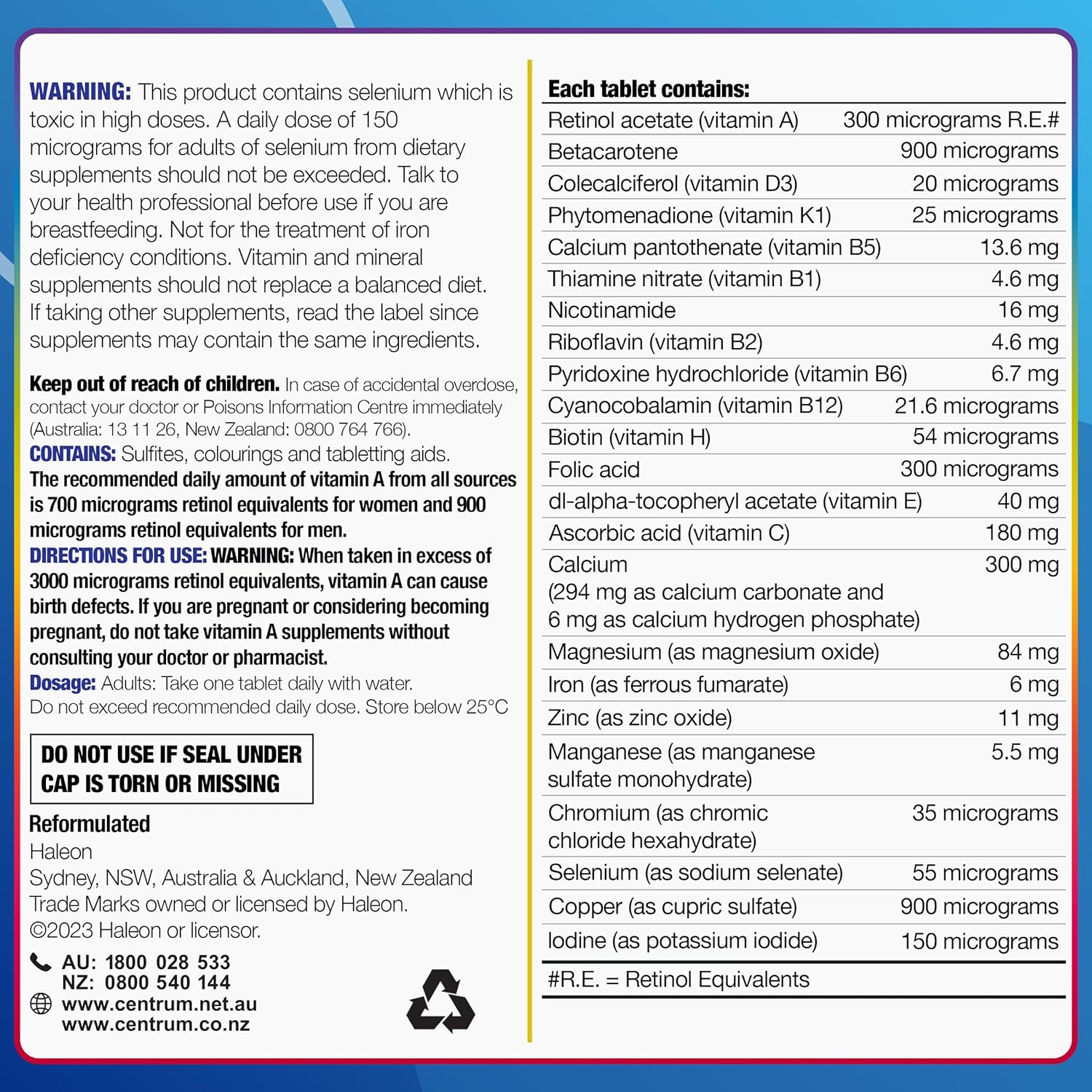 Centrum For Men, Multivitamin with Vitamins & Minerals to Support Energy, Immunity, Heart Health & Muscle Function, 60 Tablets - Image 7
