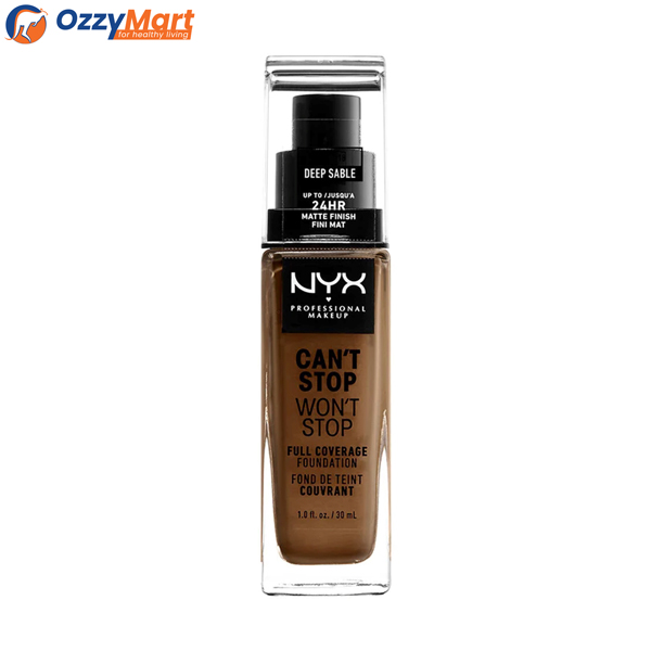 NYX Can't Stop Won't Stop Full Coverage Foundation Deep Sable 30ml