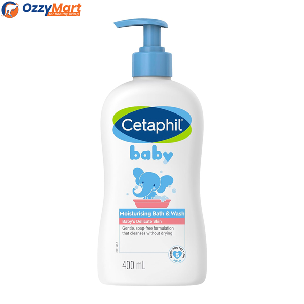 Cetaphil Baby Moisturising Bath & Wash 400ml, For Gentle Cleansing of Delicate Skin, Tear Free, Soap Free, Hypoallergenic, pH balanced, With Aloe Vera & Almond Oil, Dermatologically Tested