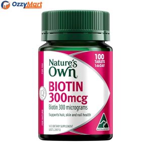 Nature's Own Biotin 300mcg Tablets 100 - Maintains Healthy Nails, Hair, and Skin - Supports Energy Production