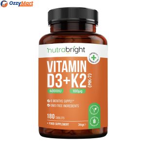 NutraBright Vitamin D3 4000IU + Vitamin K2 MK-7 100µg | D3 + K2 Supplement | 180 Tablets