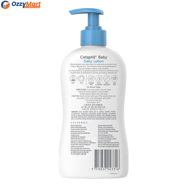CETAPHIL Baby Daily Body Lotion 473ml, With Shea Butter & Glycerin, Hypoallergenic, Designed for Baby's Sensitive Skin, Dermatologist Tested - Image 6