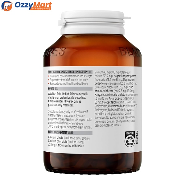 Blackmores Total Calcium Magnesium + D3 Bone Health Vitamin Tablets 125 pack - Image 5