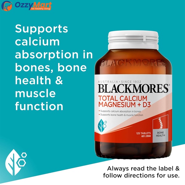 Blackmores Total Calcium Magnesium + D3 Bone Health Vitamin Tablets 125 pack - Image 2